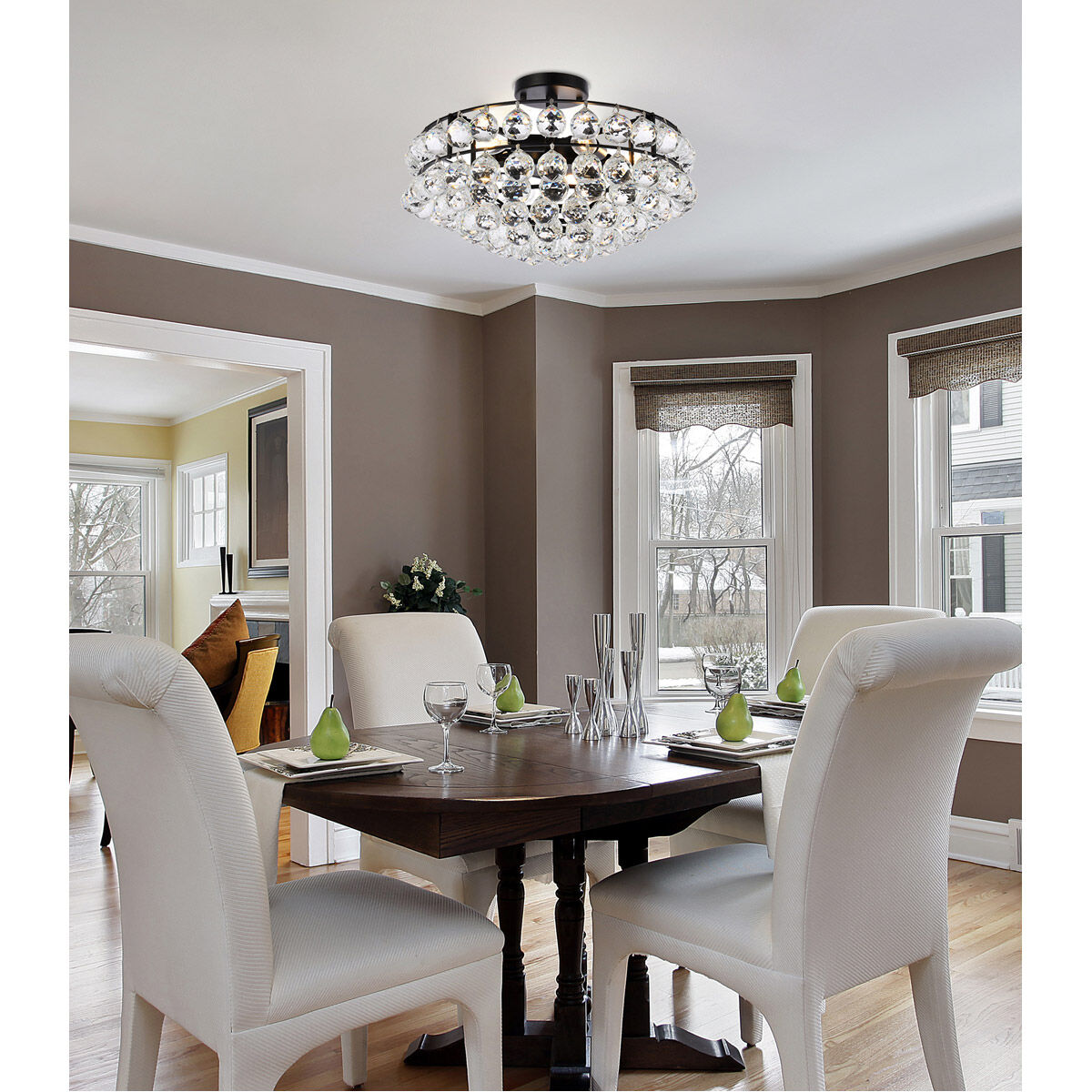 Savannah 5 Light 18 inch Black Flush Mount Ceiling Light