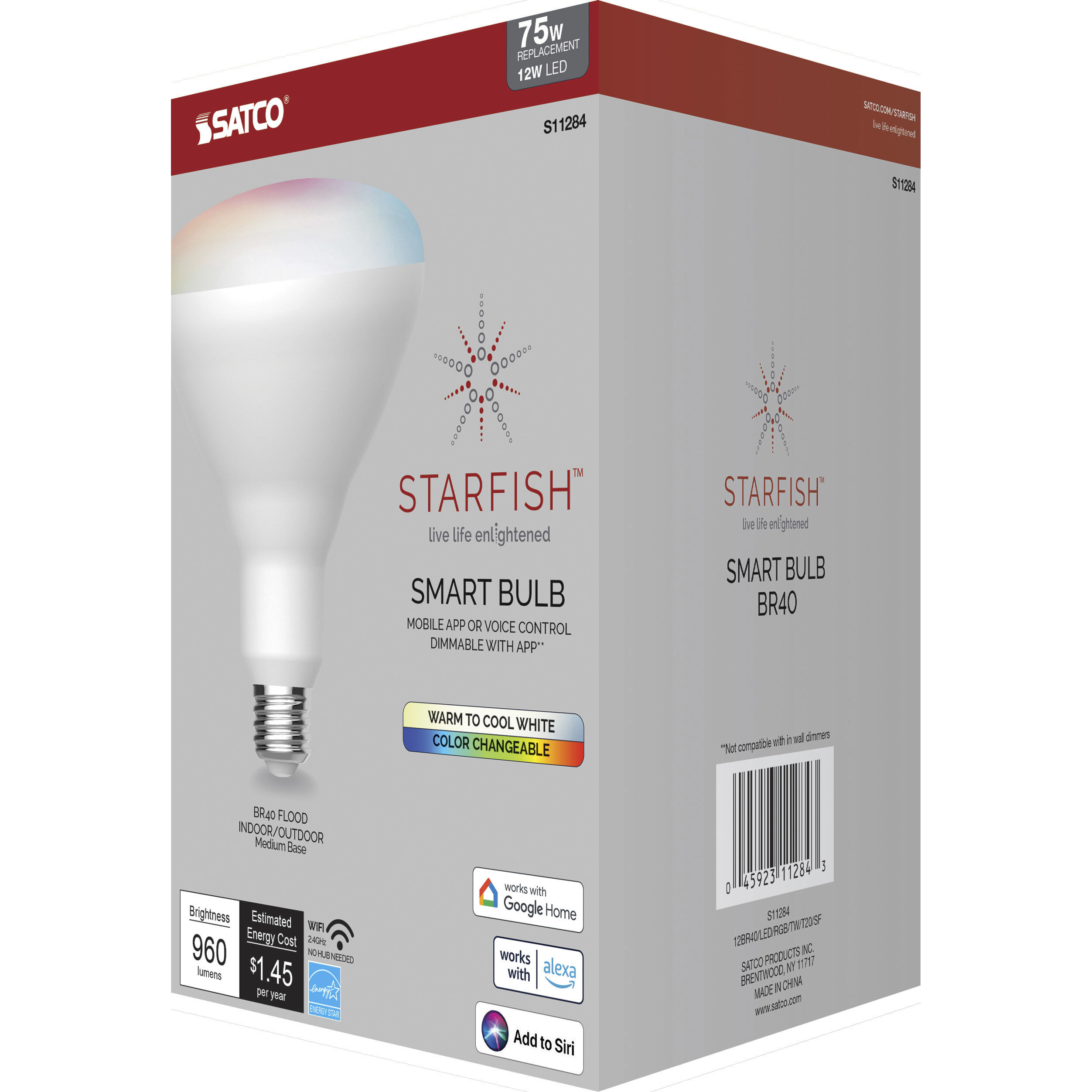 Starfish IOT LED BR40 E26 12.00 watt 120V 2700K-5000K Bulb