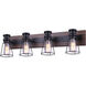 Madison 4 Light 32 inch Black and Faux Wood Vanity Light Wall Light