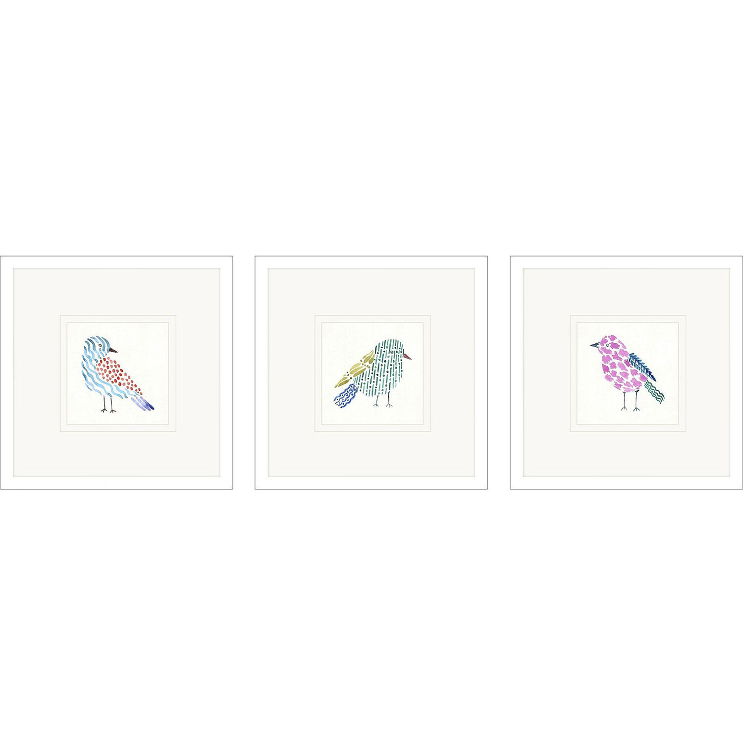 Conversation Birds Multi and Pink and Blue and Green Framed Art, Propac