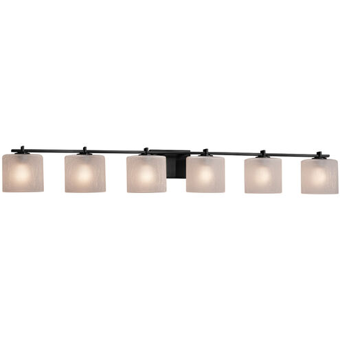 Fusion 6 Light 56.5 inch Matte Black Bath Bar Wall Light in Oval, Incandescent, Frosted Crackle Fusion