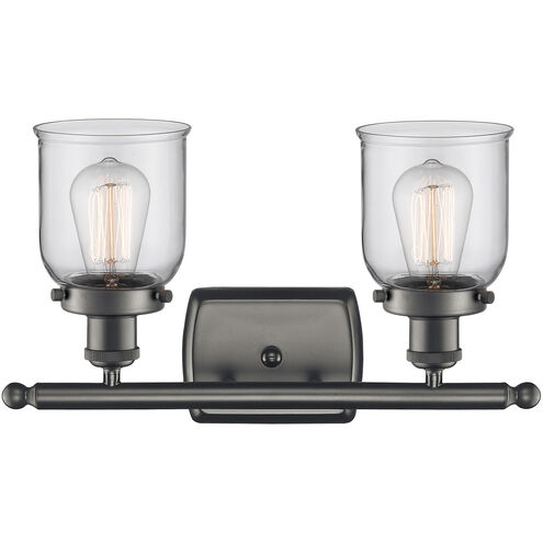 Ballston Small Bell 2 Light 16 inch Oil Rubbed Bronze Bath Vanity Light Wall Light in Clear Glass, Ballston