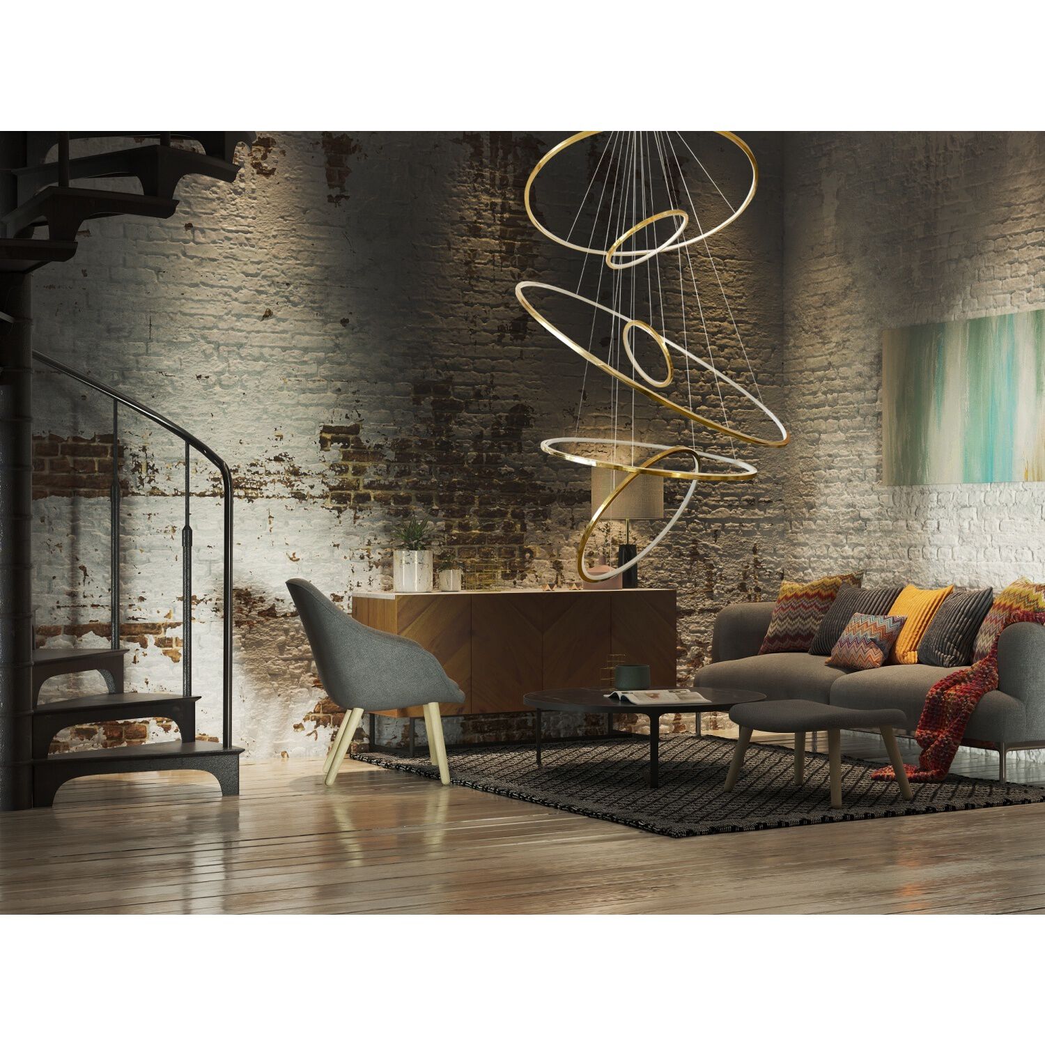 Aria LED 48 inch Polished Brass Multi Port Pendant Ceiling Light