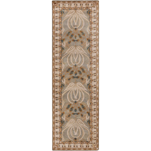 Mentone 96 X 30 inch Brown and Pink Runner, Wool