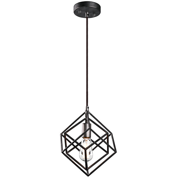 Geometry Series 1 Light 10.5 inch Rusty Black Pendant Ceiling Light