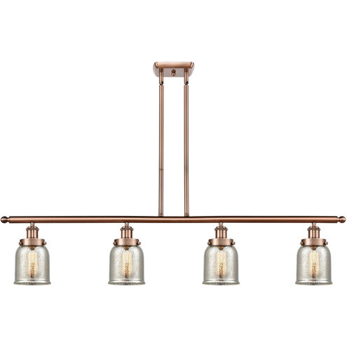 Ballston Bell LED 48 inch Antique Copper Island Light Ceiling Light in Silver Plated Mercury Glass