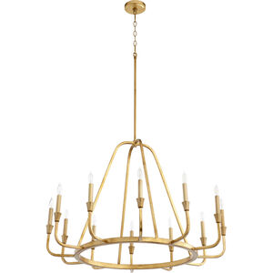 Marquee 12 Light 37 inch Gold Leaf Chandelier Ceiling Light