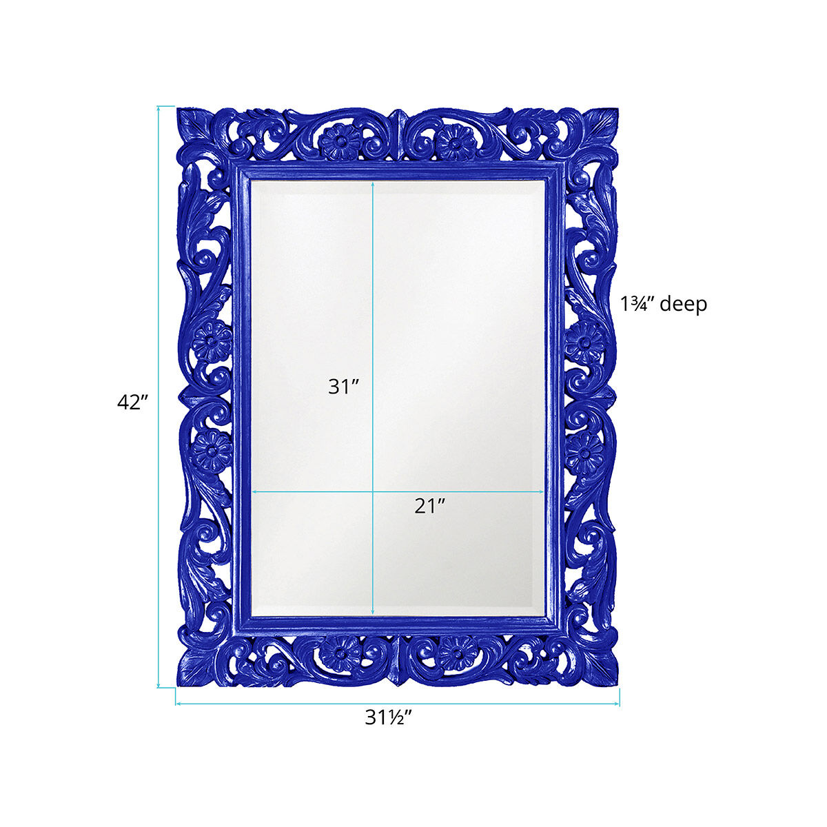 Chateau 42 X 31 inch Glossy Royal Blue Wall Mirror