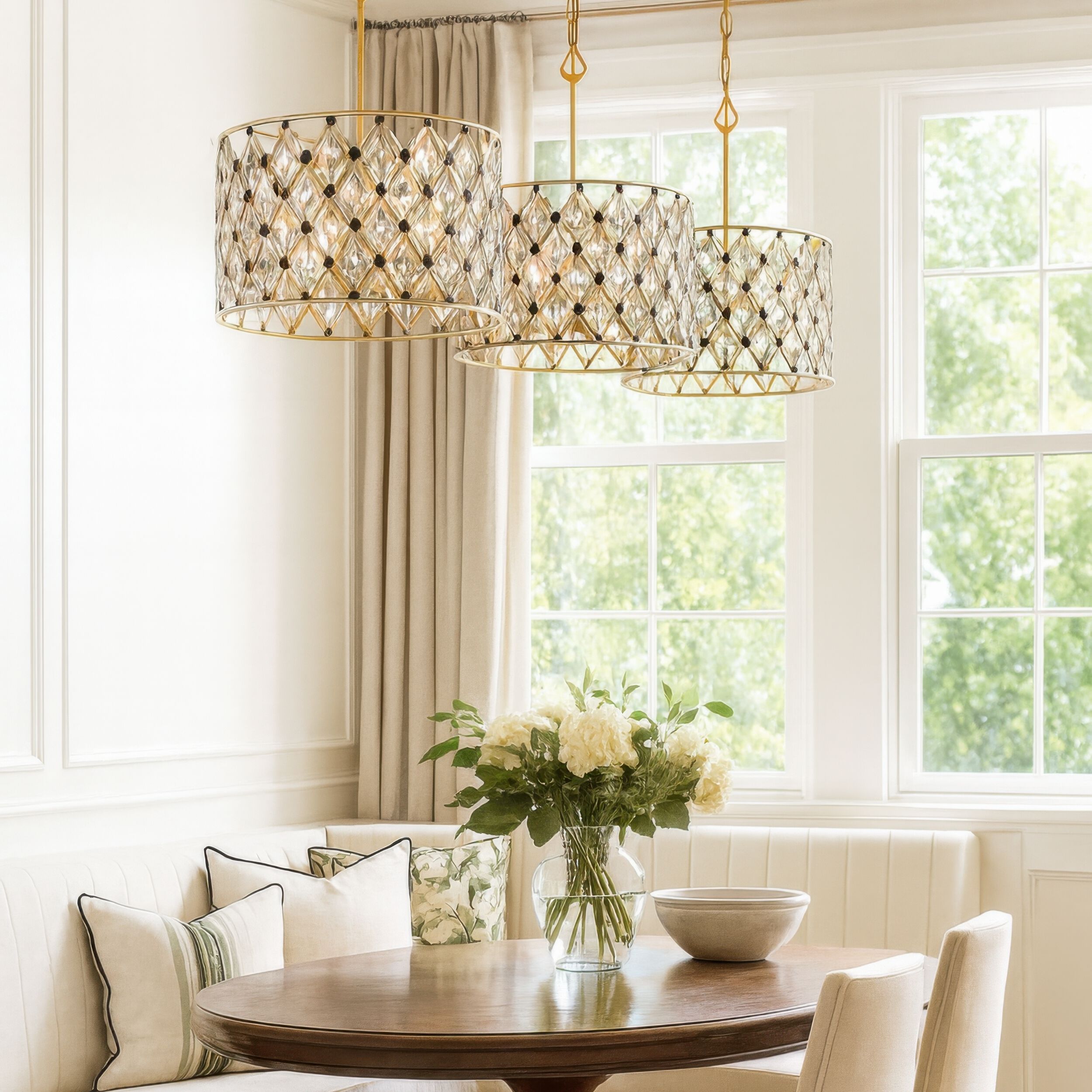 Windsor 4 Light 18 inch French Gold and Matte Black Pendant Ceiling Light