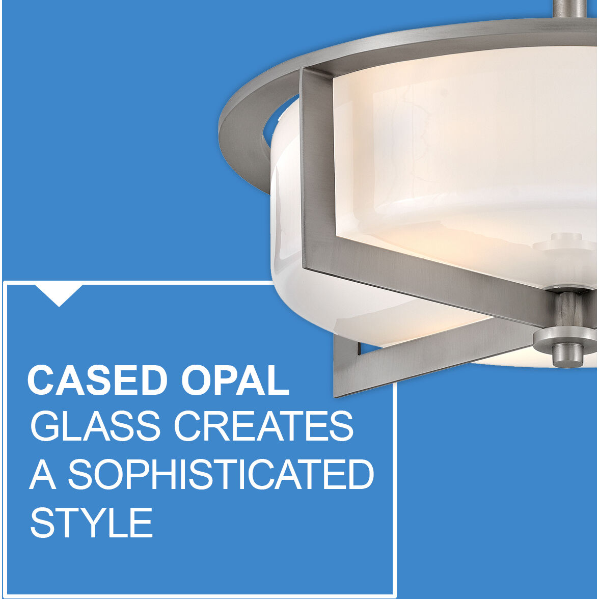 Baxley 15.25 inch Antique Nickel Indoor Semi-Flush Mount Ceiling Light