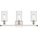 Ballston Clymer 3 Light 26 inch White and Polished Chrome Bath Vanity Light Wall Light in Clear Glass, Ballston