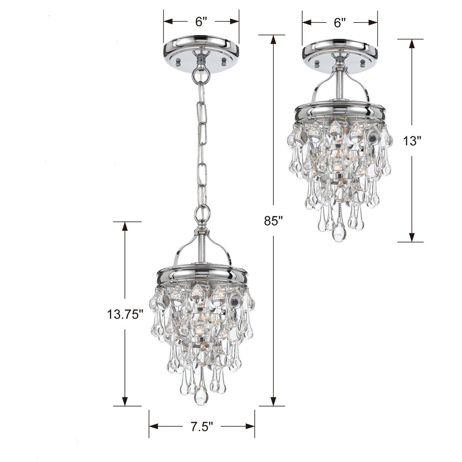 Calypso 1 Light 7.25 inch Polished Chrome Semi Flush Ceiling Light