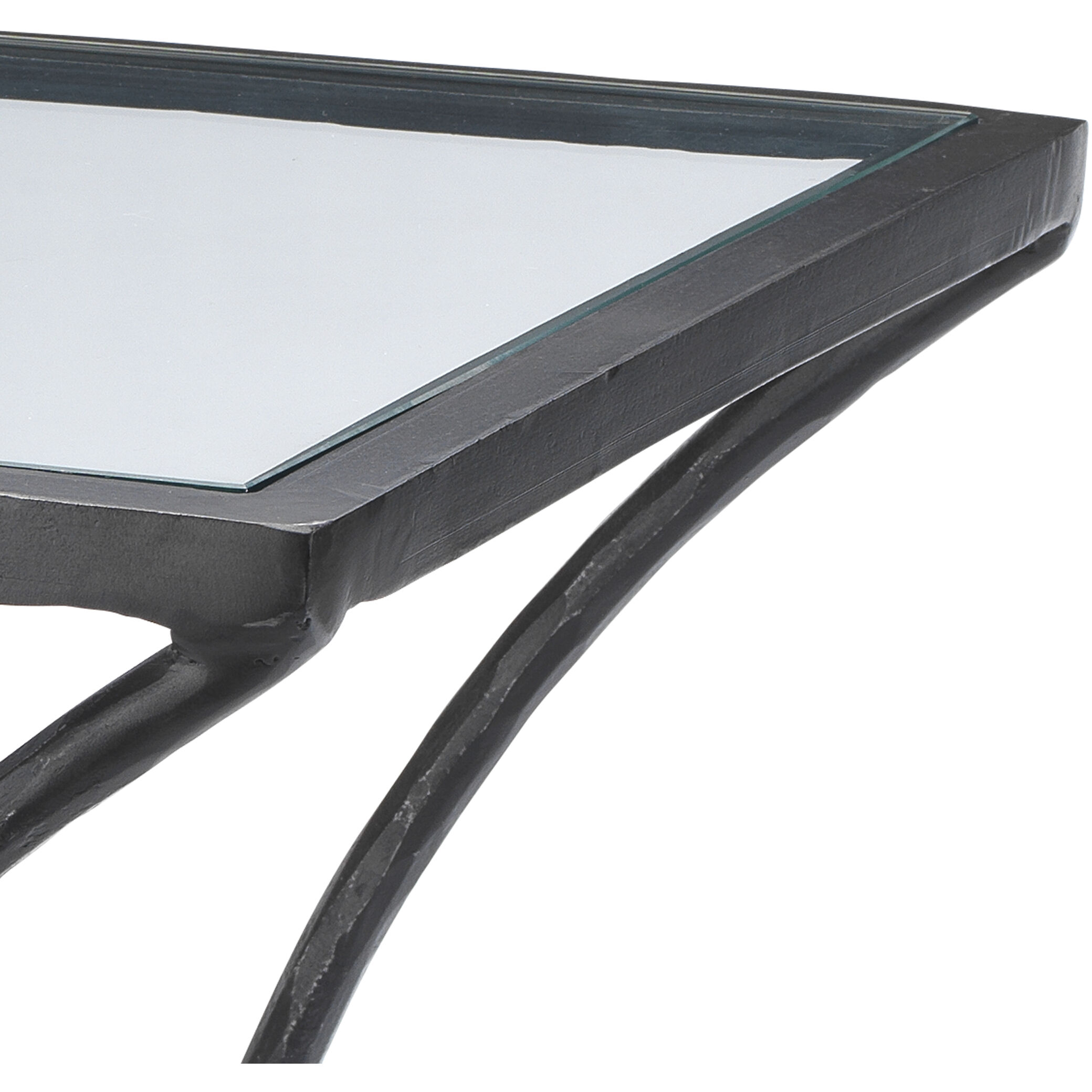 Kai 24 X 24 inch Black Forged Iron w/ Clear Tempered Glass Top Side Table