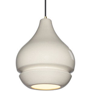 Radiance Collection 1 Light 8 inch Antique Brass and White Crackle and Black Pendant Ceiling Light