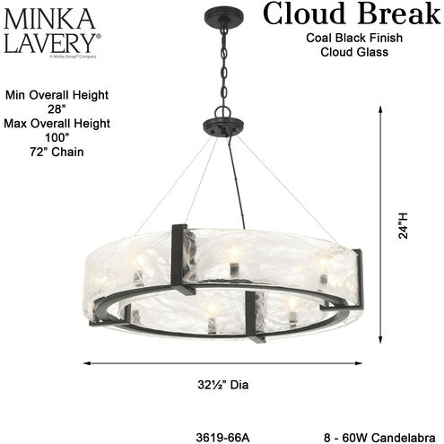 Cloud Break 8 Light 32.5 inch Coal Pendant Ceiling Light