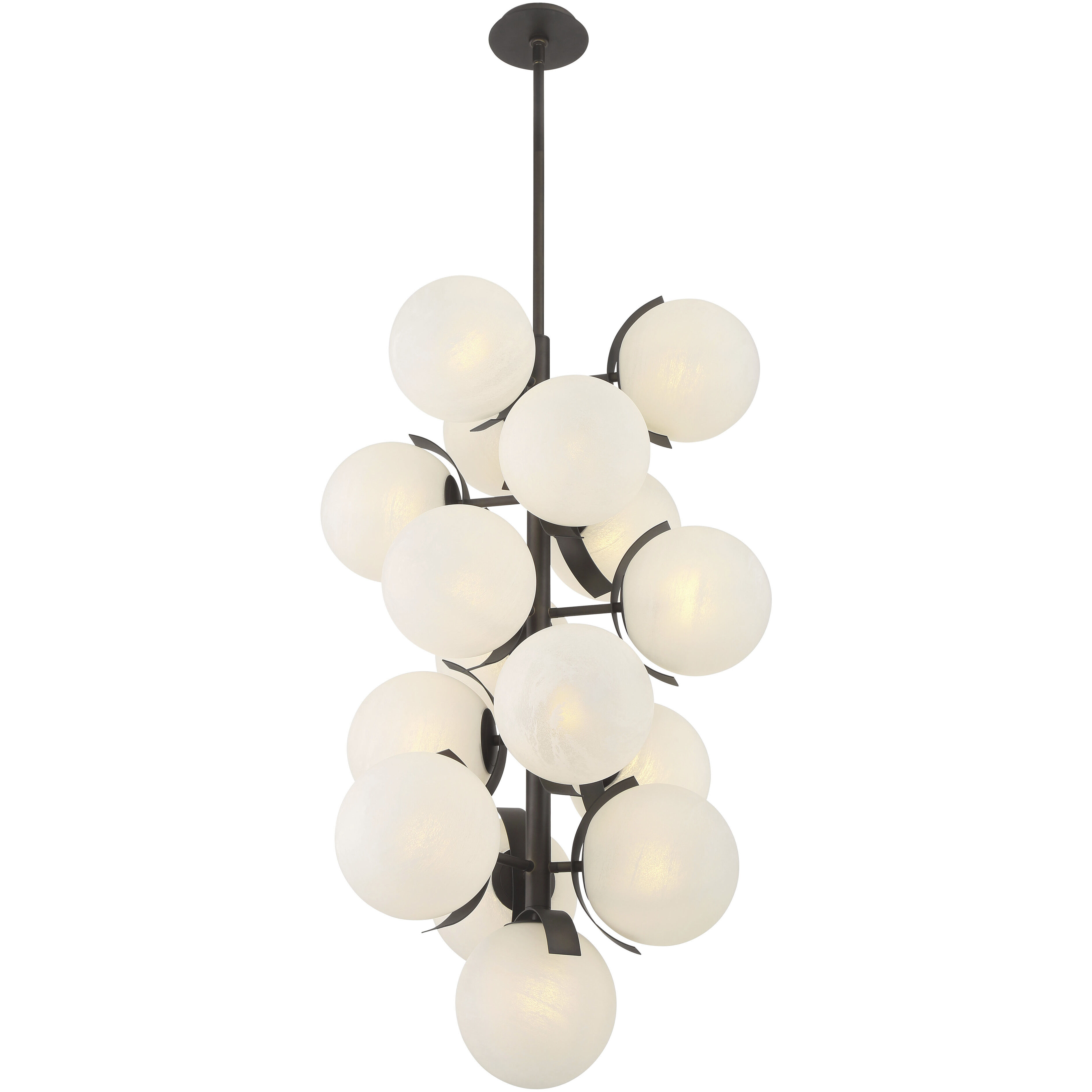 Vino 16 Light 24.75 inch Dark Bronze Pendant Ceiling Light in White Etched Alabaster Glass