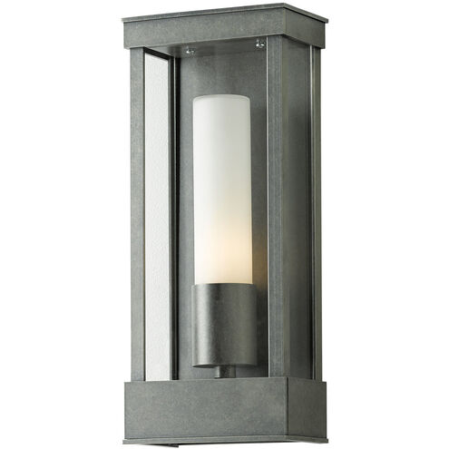 Portico 1 Light 14.8 inch Coastal Dark Smoke Outdoor Sconce in Seeded Clear, Small