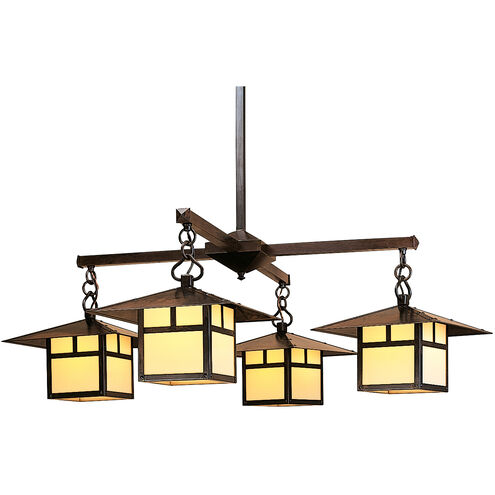 Monterey 4 Light 41.38 inch Mission Brown Chandelier Ceiling Light in Clear Seedy, Pine Needle Filigree