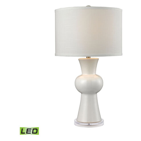 Perth 28 inch 9.5 watt Gloss White with Clear Table Lamp Portable Light