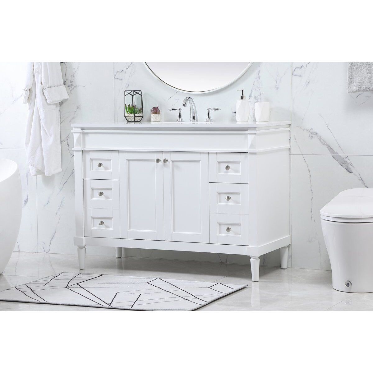 Bennett 48 X 21 X 35 inch White Vanity Sink Set