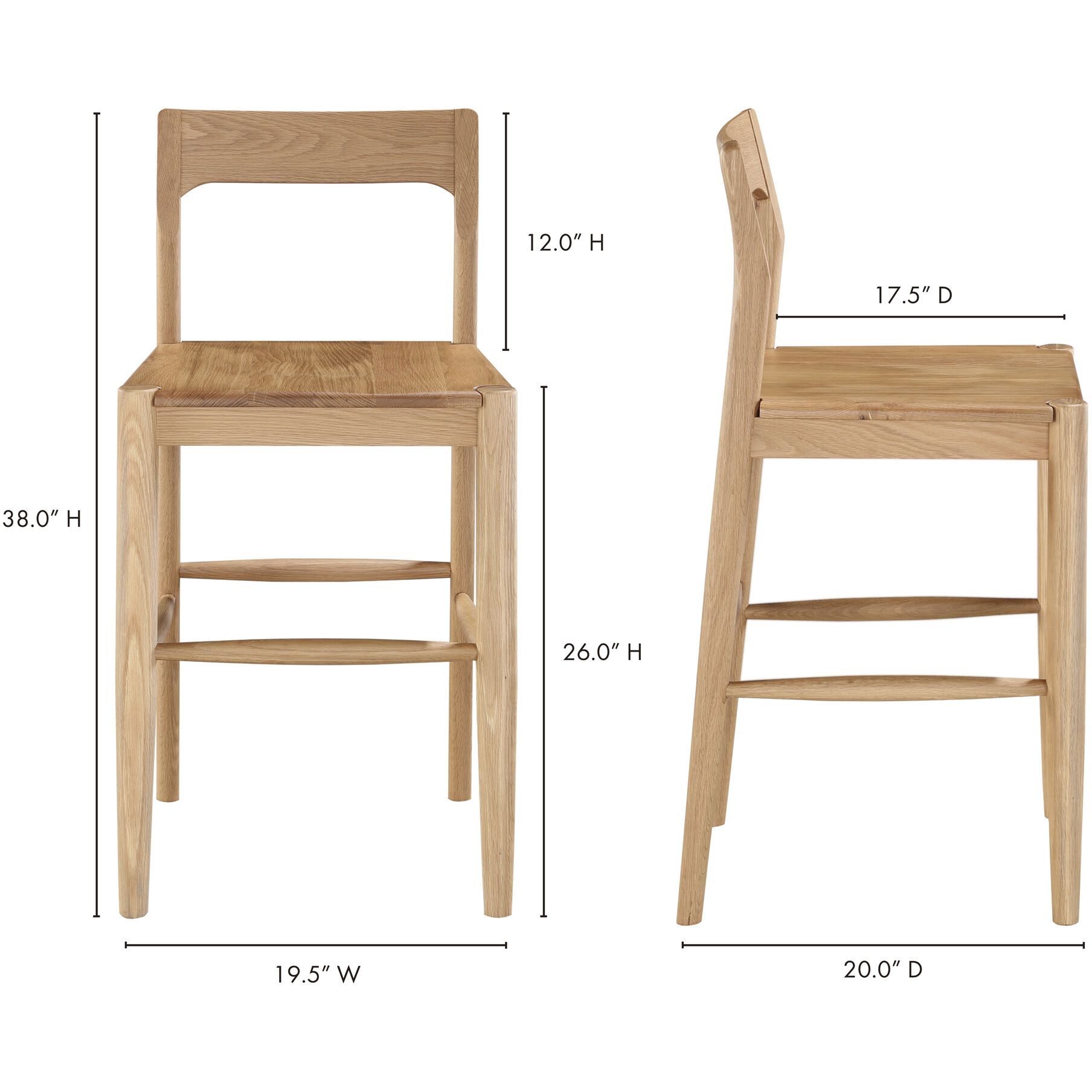 Owing 38 inch Oak Counter Stool