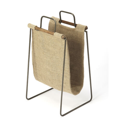 Idaho Burlap & Metal Butler Loft Magazine Rack/Media Storage