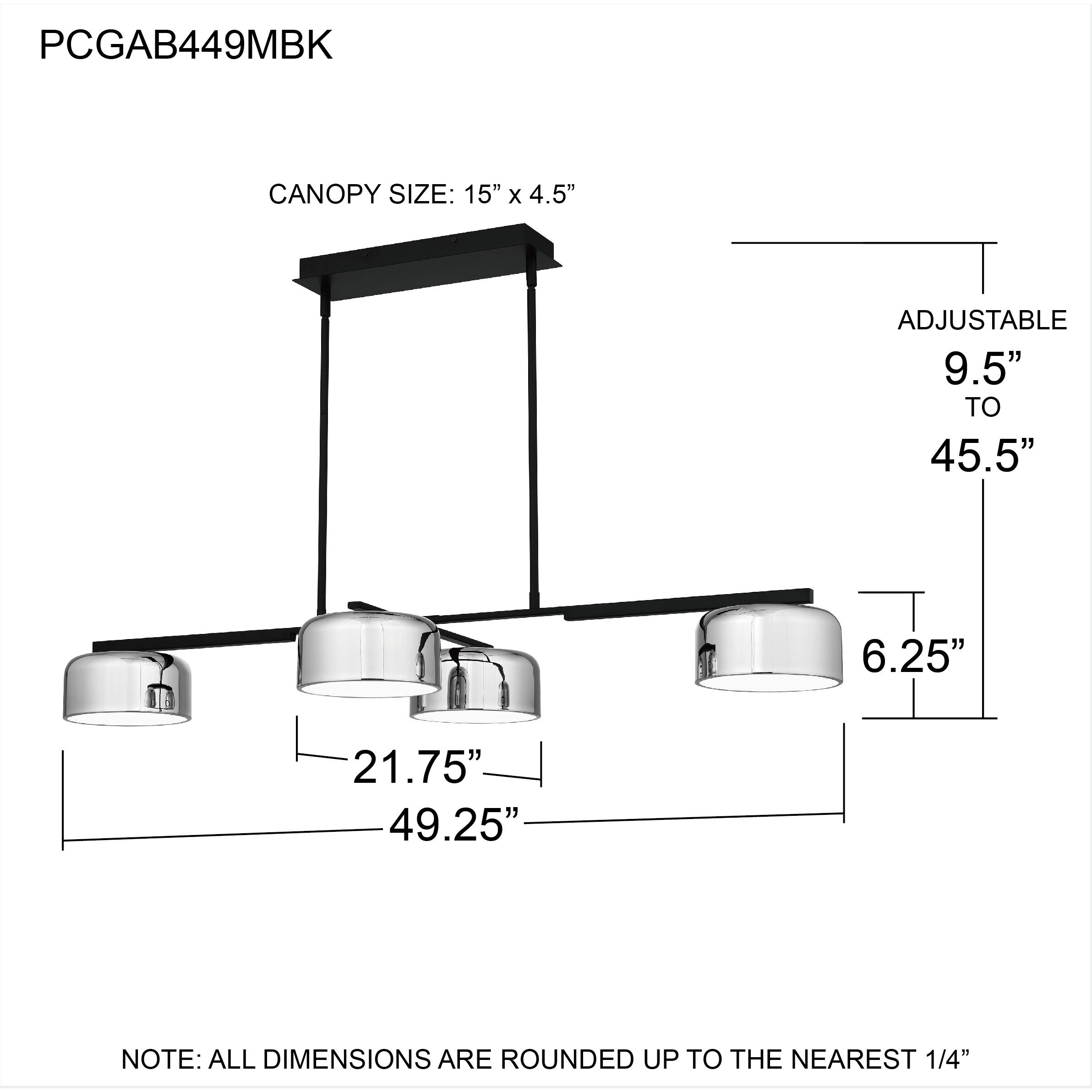 Gabriel 49.25 inch Matte Black Island Light Ceiling Light