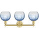 Edison Brookhaven Globe 3 Light 26 inch Satin Gold Bath Vanity Light Wall Light in Sapphire Blue Glass