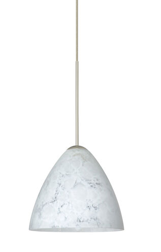 Mia LED Satin Nickel Pendant Ceiling Light in Carrera Glass
