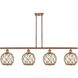 Ballston Farmhouse Rope LED 48 inch Antique Copper Island Light Ceiling Light in Clear Glass with Brown Rope, Ballston