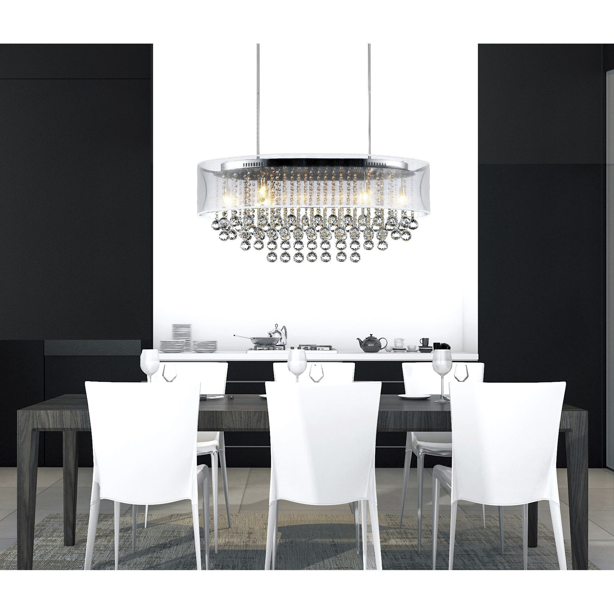 Radiant 9 Light 36 inch Chrome Island/Pool Table Light Ceiling Light in White