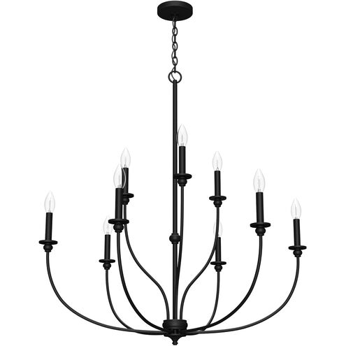 Southcrest 9 Light 36 inch Flat Matte Black 2-Tier Chandelier Ceiling Light