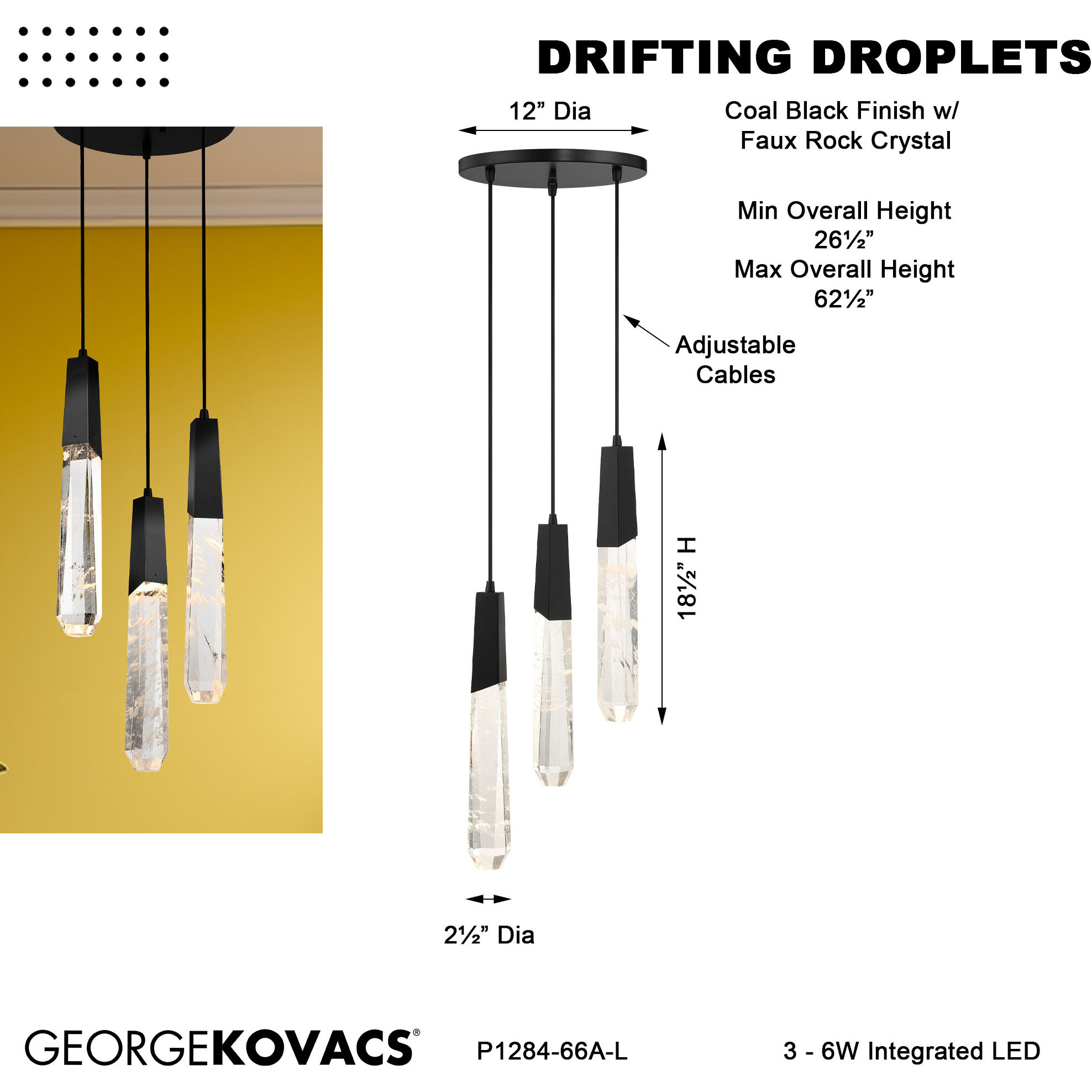 Drifting Droplets LED Coal Pendant Ceiling Light