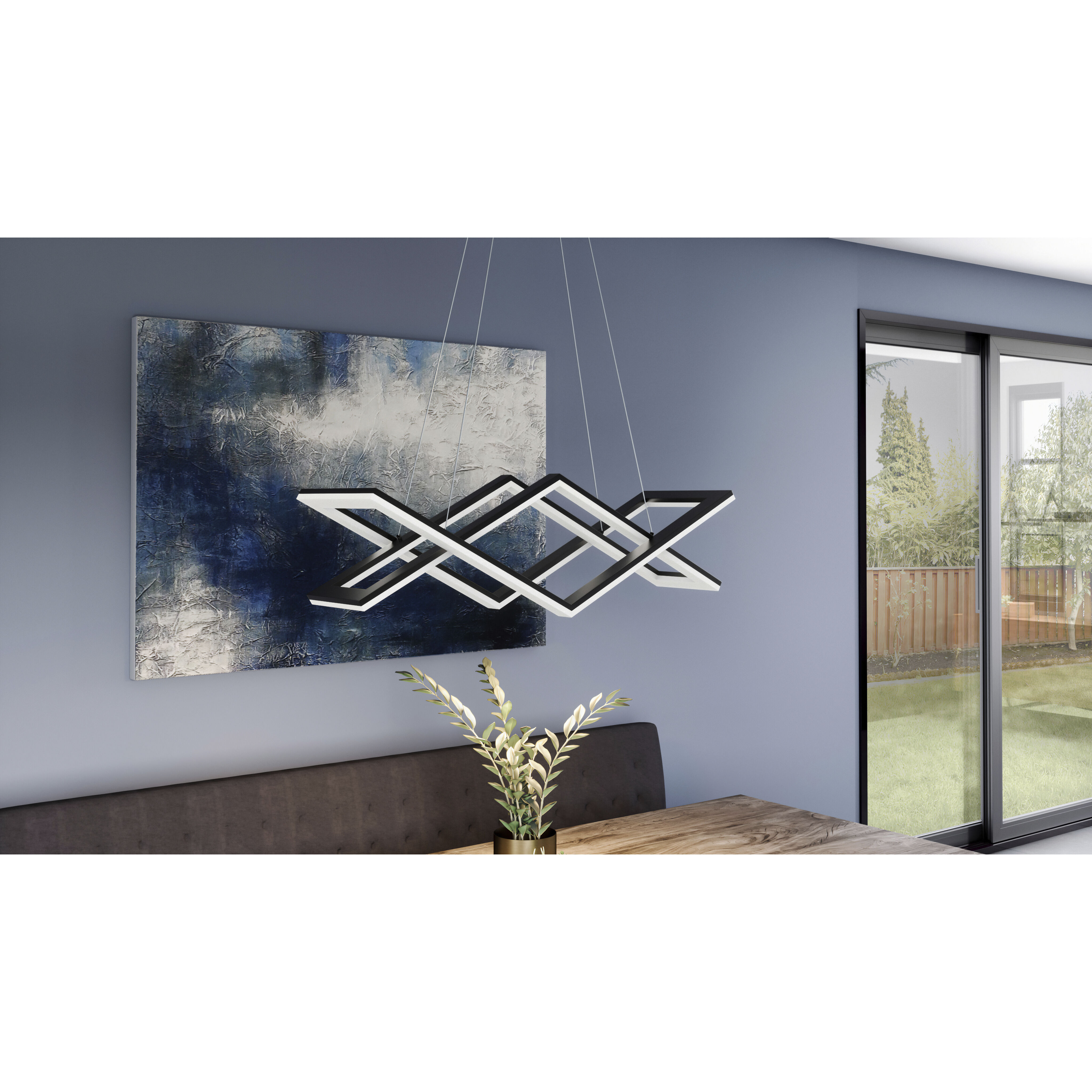 Newman LED 36 inch Matte Black Linear Chandelier Ceiling Light