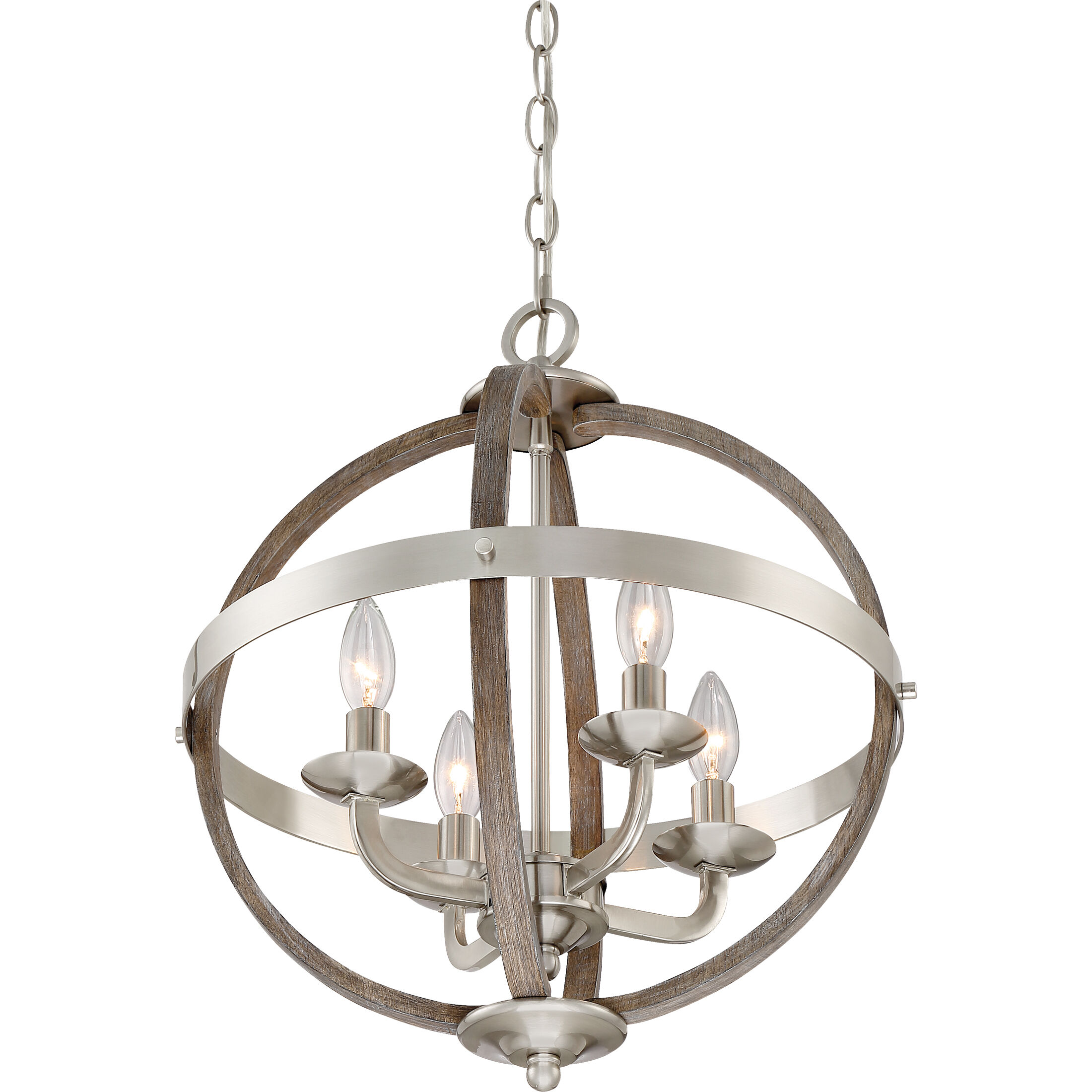 Fusion 4 Light 17 inch Brushed Nickel Foyer Piece Ceiling Light, Naturals