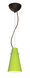 Cierro 1 Light Bronze Pendant Ceiling Light in Chartreuse Glass, Incandescent