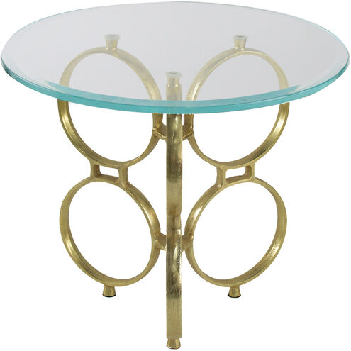 Round Glass Top Ring 24 inch Shiny Gold Side Table