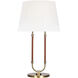 Katie 30 inch 9.50 watt Time Worn Brass / Saddle Leather Table Lamp Portable Light
