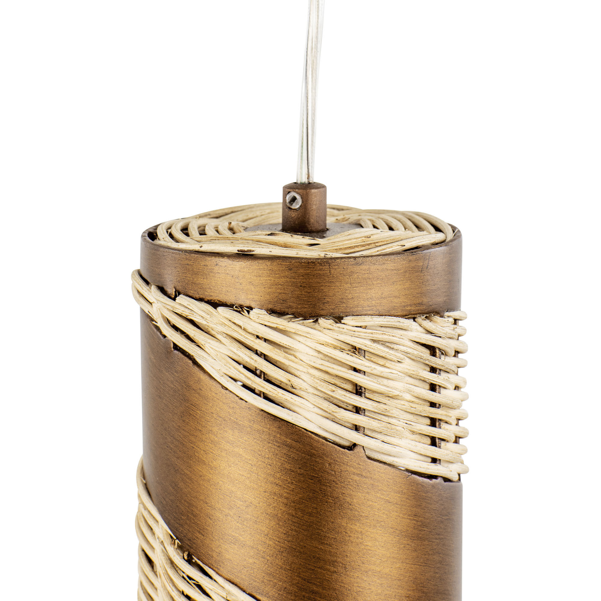 Flow 1 Light 4 inch Baguette and Natural Rattan Mini Pendant Ceiling Light in Baguette/Natural Rattan, Smithsonian Collaboration