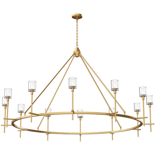 Salita 12 Light 70 inch Vintage Brass Chandelier Ceiling Light in Clear Crystal