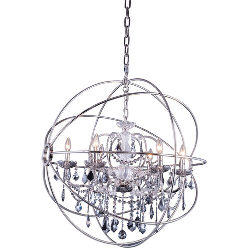 Geneva 6 Light 32 inch Polished Nickel Pendant Ceiling Light in Silver Shade, Urban Classic