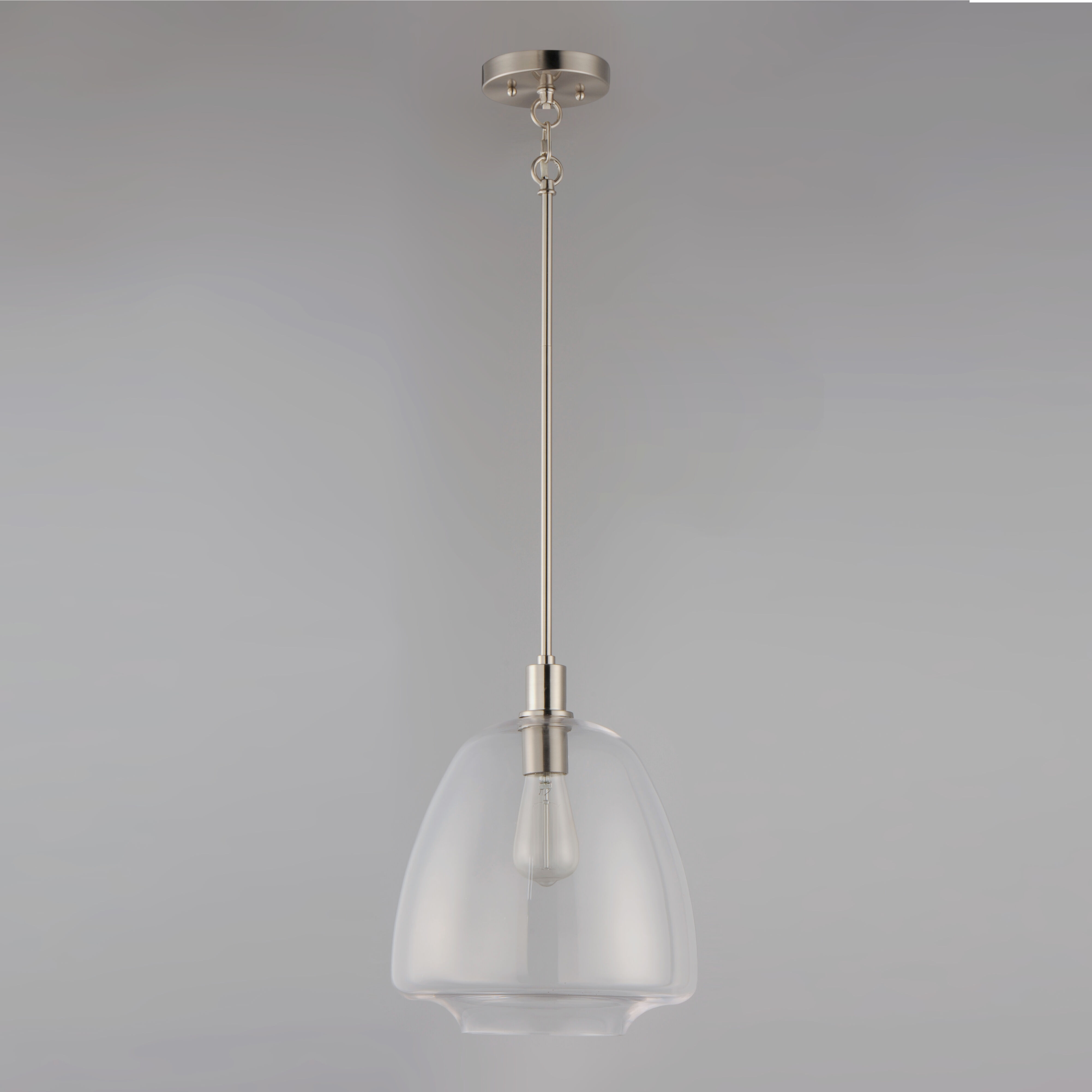 Babylon 1 Light 12 inch Satin Nickel Single Pendant Ceiling Light