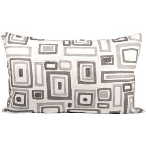 Mondrian 26 X 5.5 inch Gray with Crema Lumbar Pillow, 16X26
