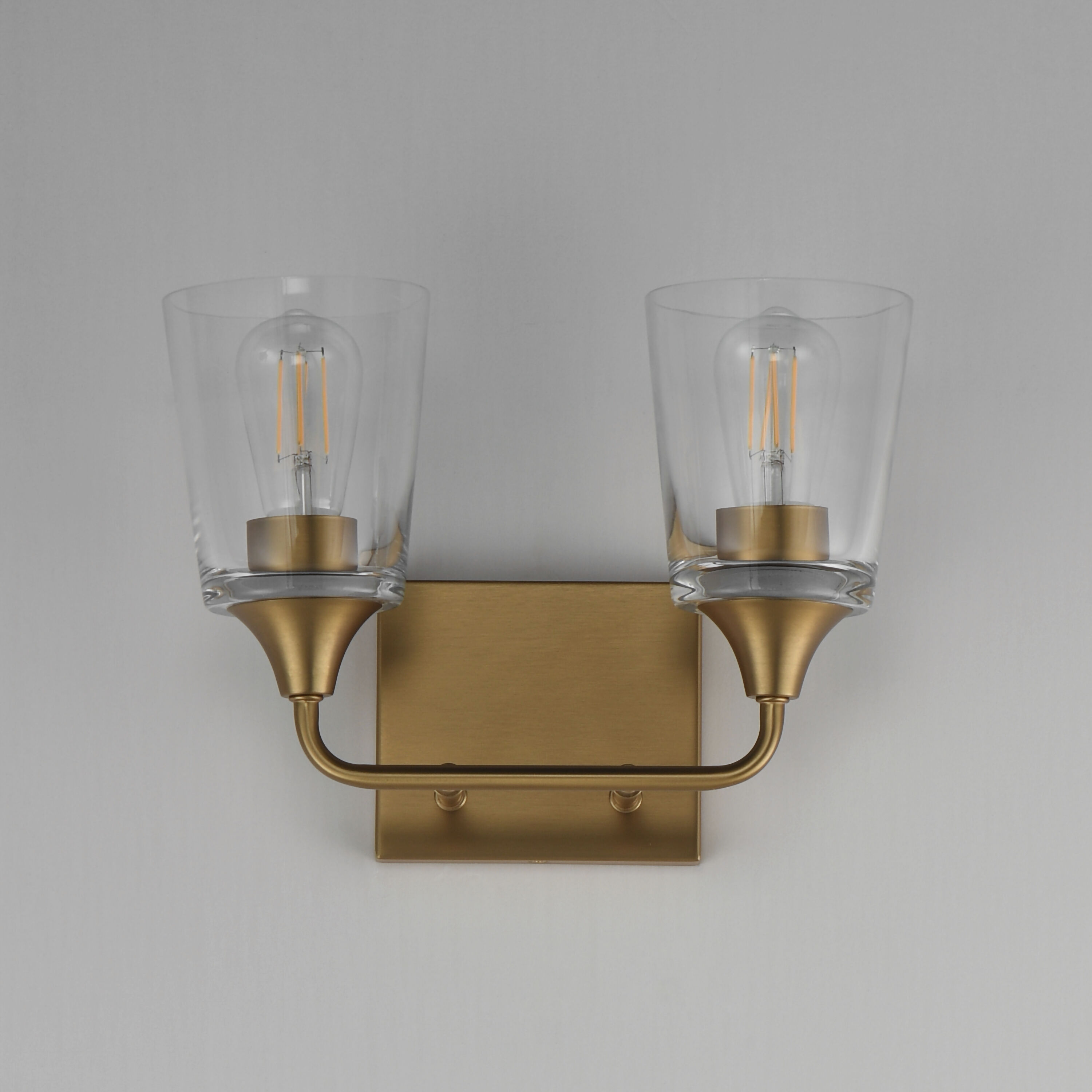 Hudson 2 Light 13 inch Natural Aged Brass Bath Vanity Wall Light in Clear