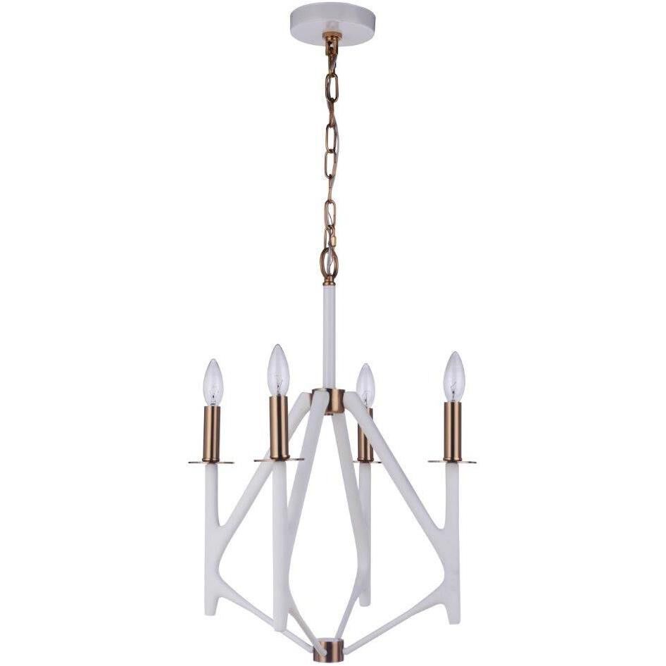 The Reserve LED 18 inch Matte White / Satin Brass Chandelier Ceiling Light