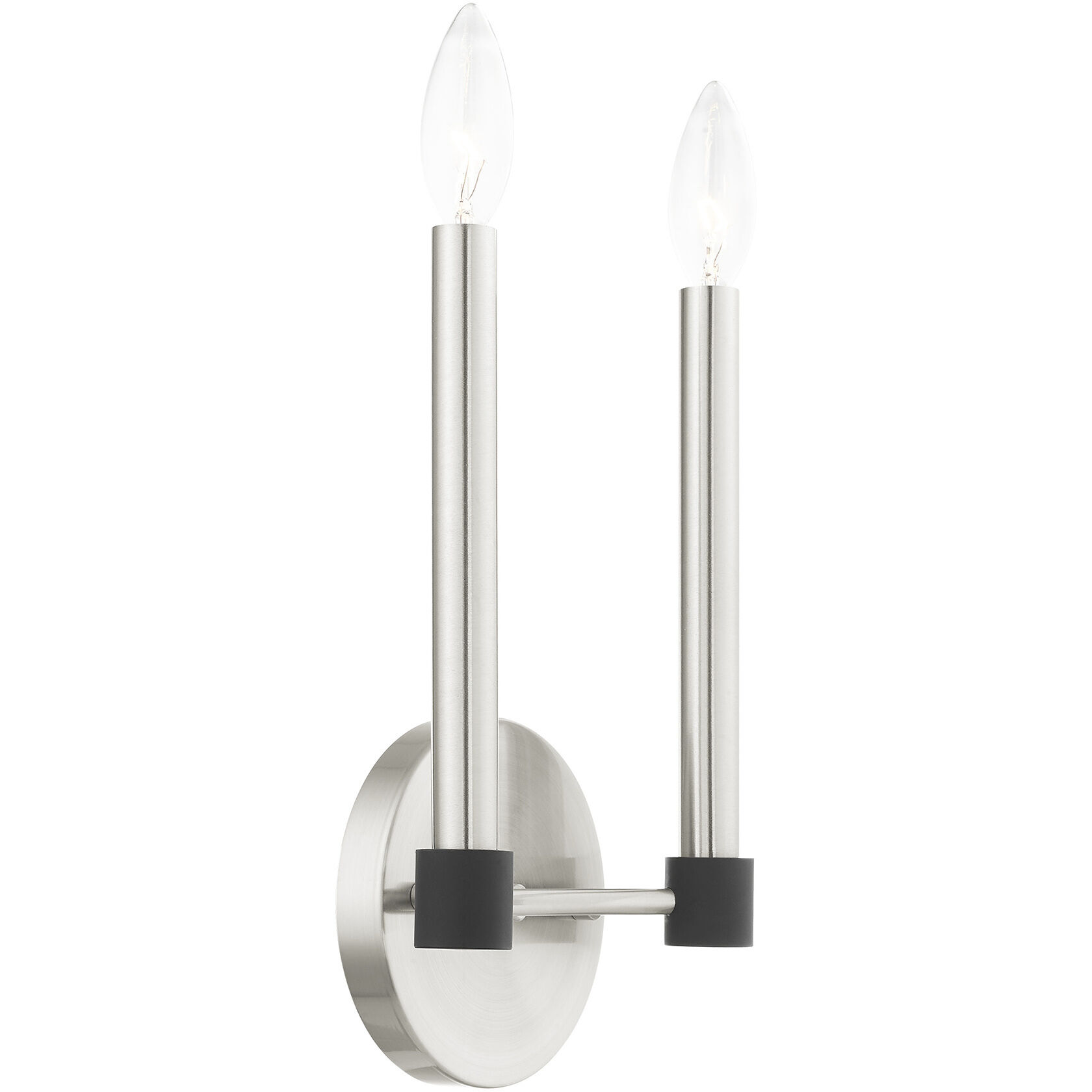 Karlstad 2 Light 7 inch Brushed Nickel with Satin Brass Accents ADA Sconce Wall Light