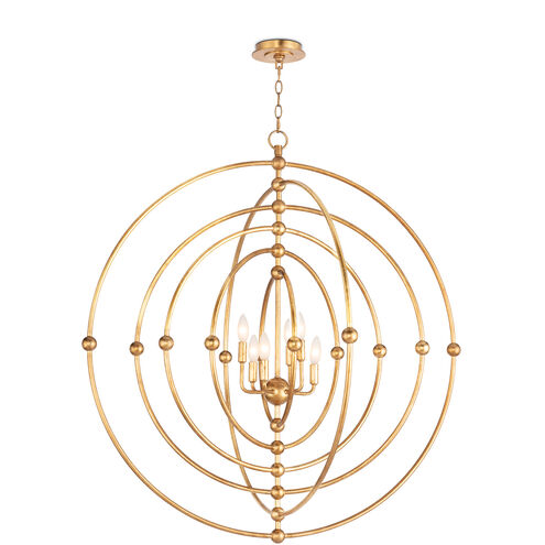 Selena 6 Light 39 inch Antique Gold Leaf Chandelier Ceiling Light, Sphere