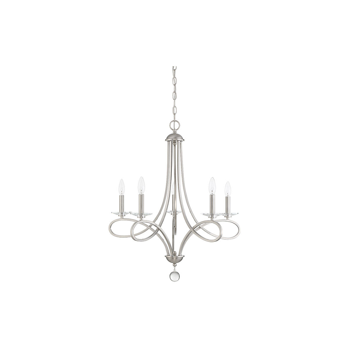 Modern 5 Light 26 inch Brushed Nickel Chandelier Ceiling Light
