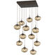 Nova LED LED Flat Bronze Chandelier Ceiling Light, Square Multi-Port