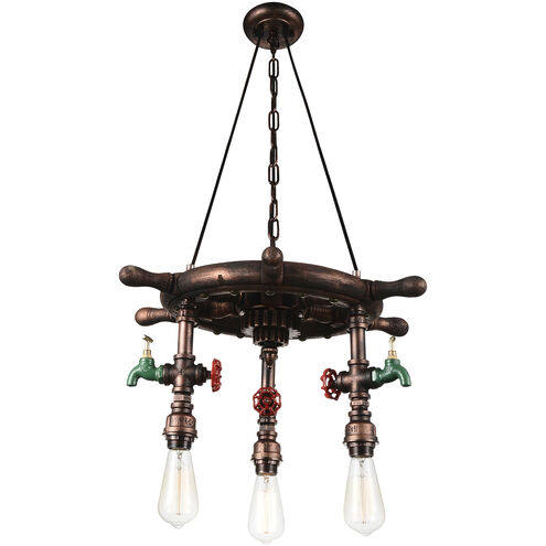 Manor 3 Light 22 inch Speckled copper Down Chandelier Ceiling Light